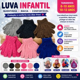Luva Infantil Sortida Cores Crian�a 8-10 10-12