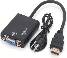 Cabo Conversor Adaptador Hdmi Para Vga Com Sa�da De �udio E Cabo P2