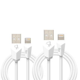 Kit 2 Cabos Lightning para iPhone 1m + 2m 2.4A 12W, Carga R�pida, Branco