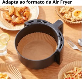 Kit com 100 unidades de papel descartvel antiaderente para Air Fryer