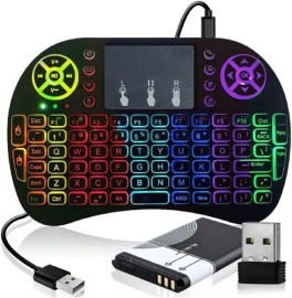 Mini Teclado Wireless Keyboard com Touchpad Com Led Usb Android Console e Tv