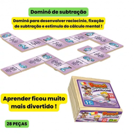 Brinquedo Educacional Domino Subtrao 28 peas