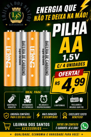 Pilha Carbono AA 1,5V C/ 4 Unidades
