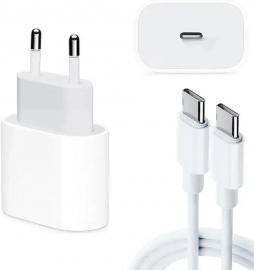 Kit Carregador iPhone Fonte USB-C + Cabo USB-C 1M Compatvel Iphone 15, iPhone 15 Plus, iPhone 15 Pro e iPhone 15 Pro Max