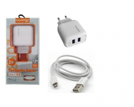 Kit Carregador Celular Tomada + Cabo Dados V8 5.1A 1 Metro